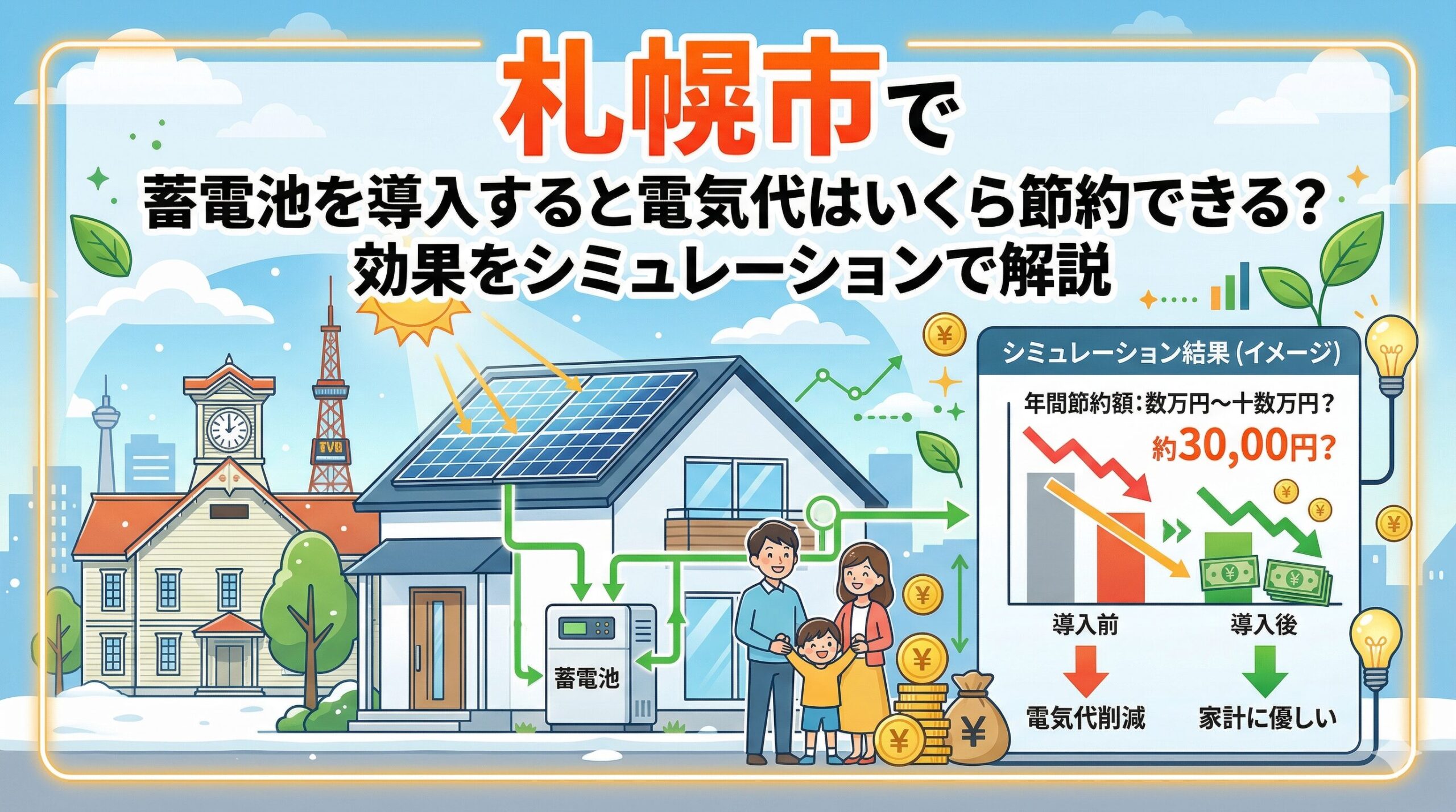 札幌市で蓄電池を導入すると電気代はいくら節約できる？効果を