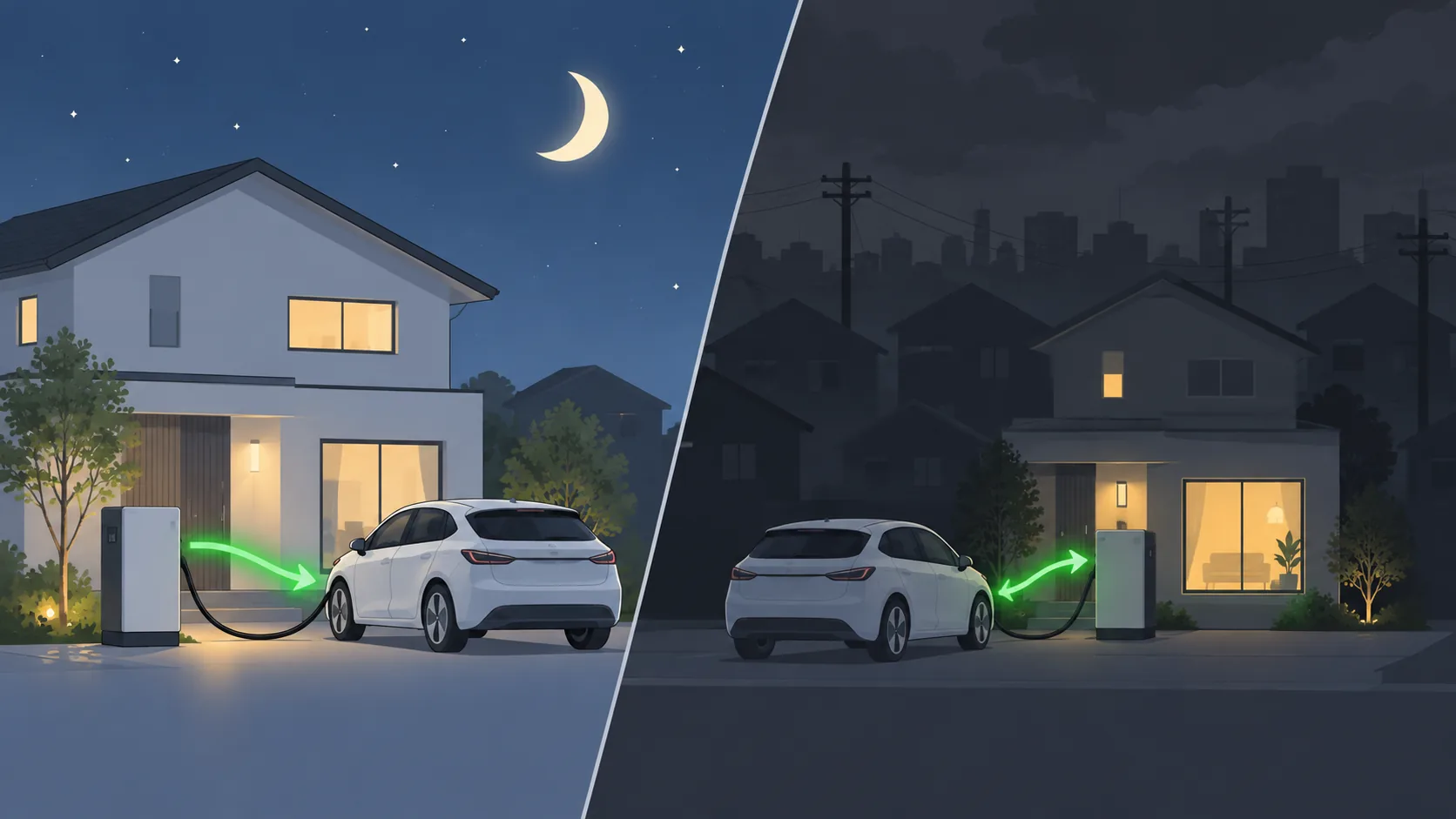 太陽光なしのV2Hの使い方(夜間電力の活用・停電対策)