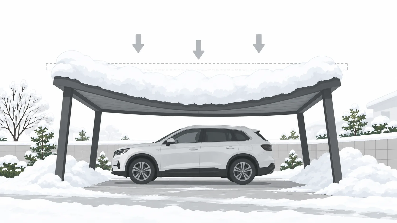 積雪で歪んだ・潰れたケースの原因