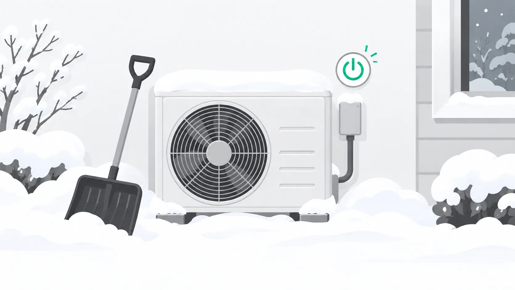 雪が積もったときの対処。電源を切ってから除雪します