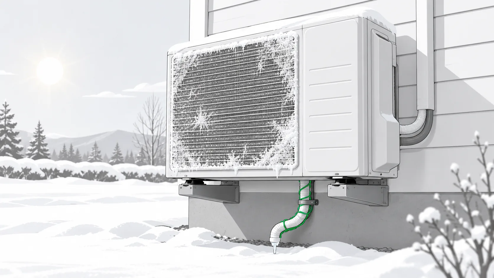 霜取り運転とドレン凍結。雪が止んでからも起きること
